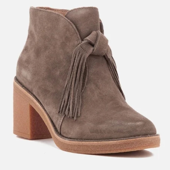 UGG Women's Corin Suede Heeled Moto Biker Casual Ankle Boots Mouse Size US 9 - Picture 1 of 13